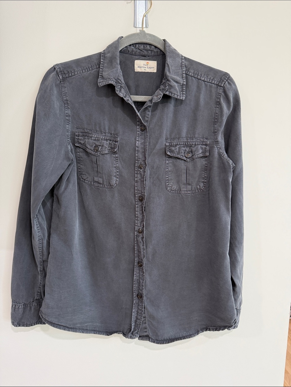 Marine Layer Soft Washed Charcoal Gray Button-Down Shirt